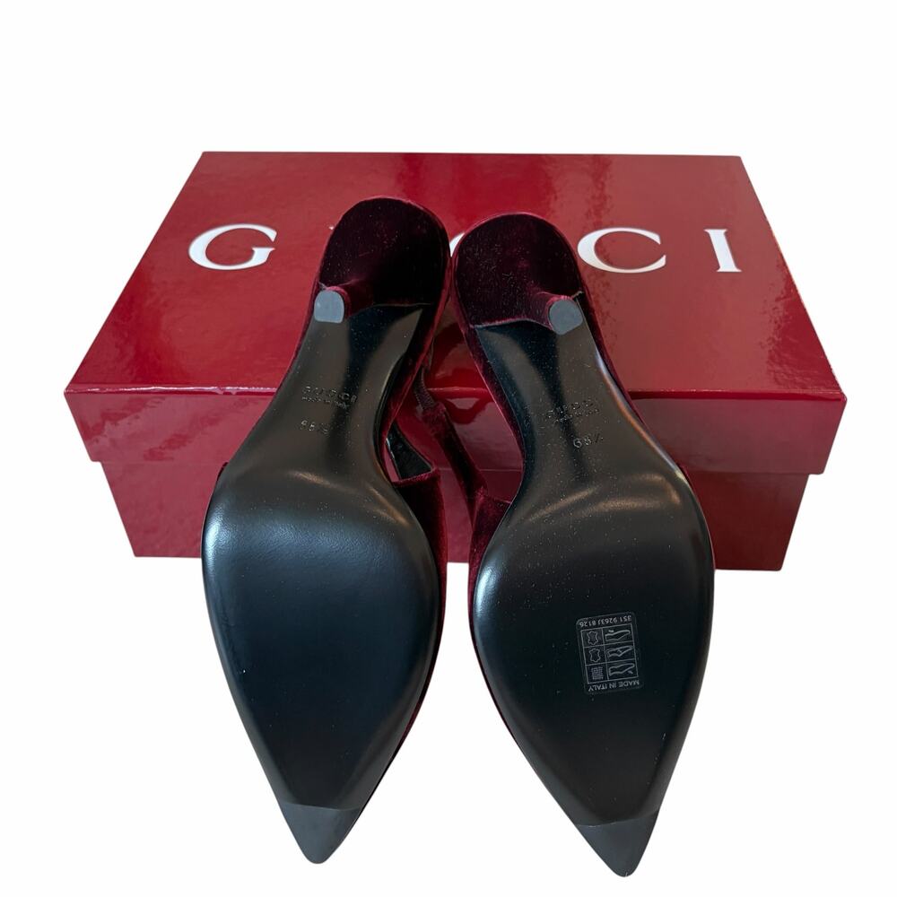 NEW Gucci Signoria Velvet Slingback Pumps Burgundy Heels Size EU 38 US 8 - Picture 5 of 16